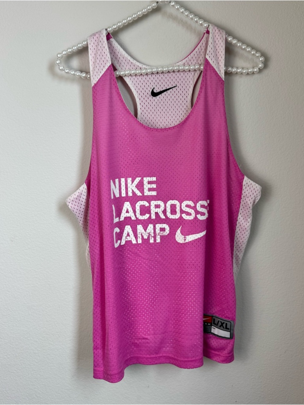 Nike Hot Pink and White Lacrosse Camp Mesh Tank